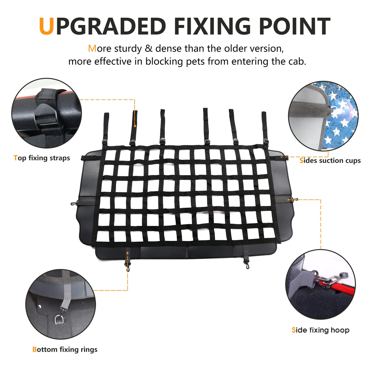 RERPRO Pet Net Safety Dog Barrier for 2007-2026 Jeep Wrangler JK JL 4 Door Accessories, Behind Rear Seat Pet Dog Covers Trunk Cargo Isolation Liner Net for Jeep Wrangler