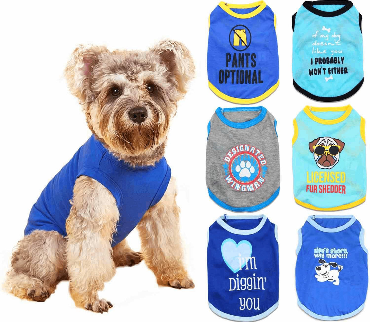 6 Packs Boy Dog Shirts for Small Dogs Boys Clothes Puppy T-Shirt Summer Vest for Dog Boys Tshirts Chihuahua Boy T Shirt Yorkie Clothing