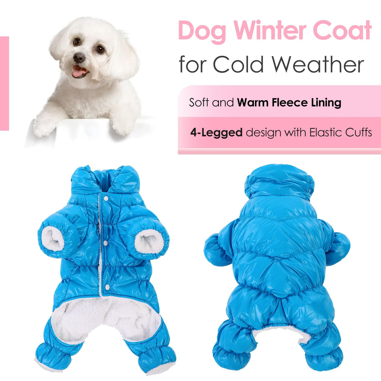 AOFITEE Dog Winter Coat, Waterproof Dog Jacket, Fullbody Dogs Winter Coat Snowsuit, Windproof Puppy Puffer Jacket Snow Suit with Legs, Pet Fleece Vest, Cold Weather Coats for Small Dogs, XL