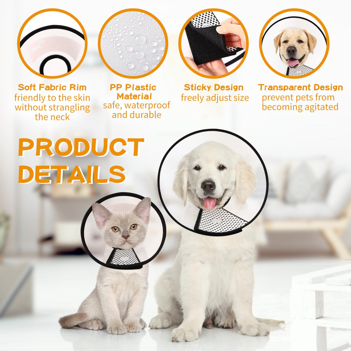 Paterr 9 Pcs Soft Dog Cone Collar Adjustable Protective for Pet Flexible Plastic Cone for Dog After Surgery Recovery E Collar for Wound Healing Small Medium Large