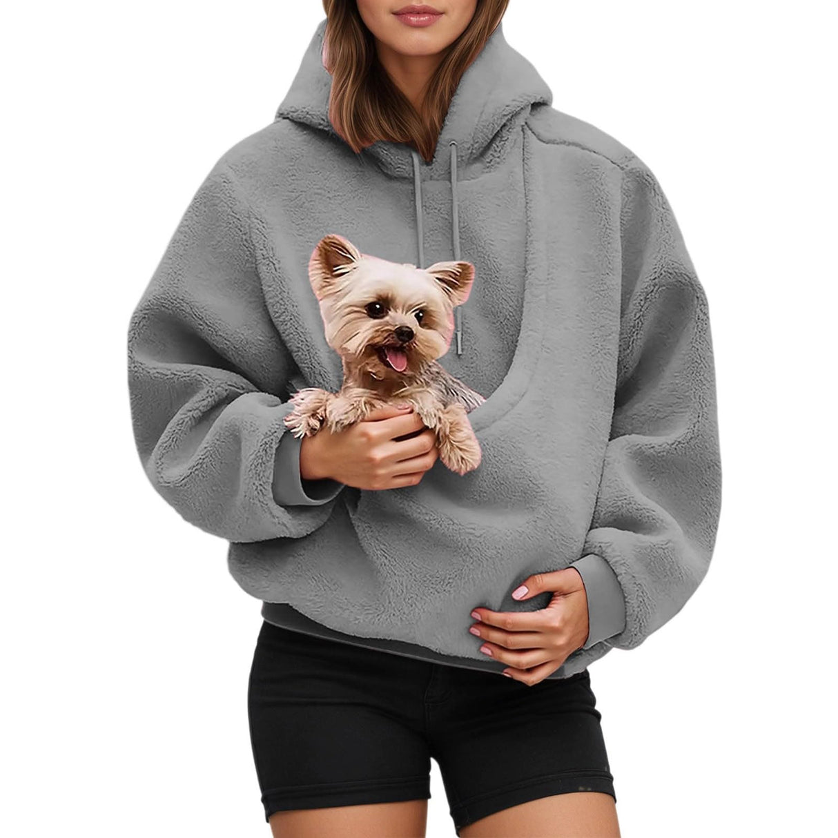 Dog Pouch Hoodie,pet care Hoodie Pet Carrier Sweatshirt With Dog Pouch Large Pocket Fleece Oversized Long Sleeve Pullover Animal Puppy Kitten Dogs Holder Light Gray,Xxl