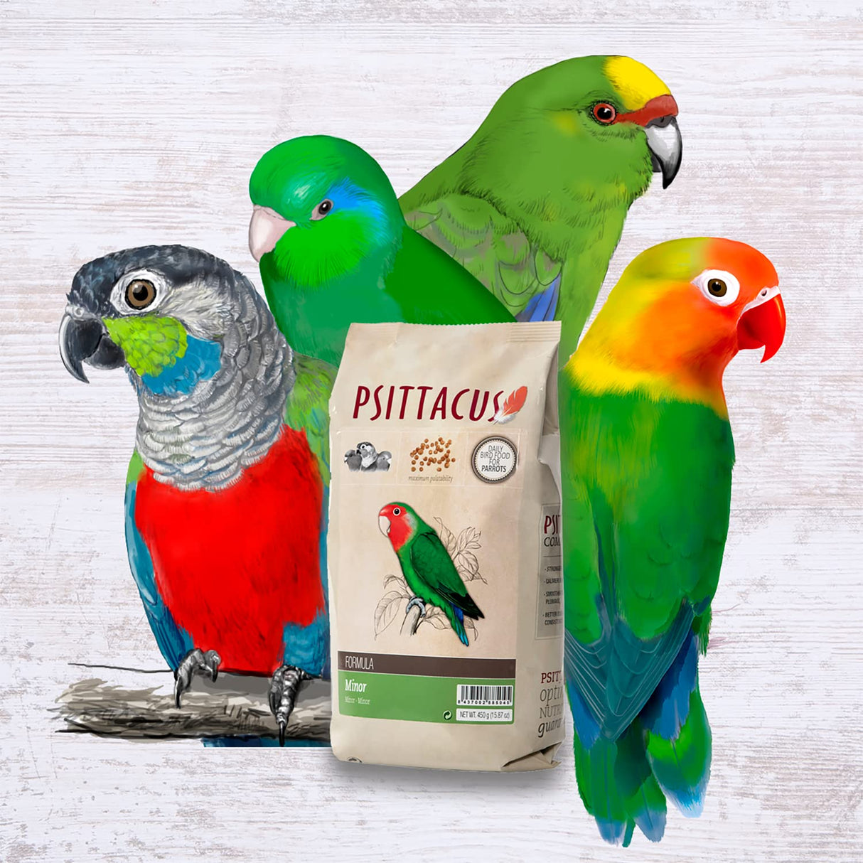 Psittacus Minor 1 lb | Complete Pellet Diet for Lovebirds, Parrotlets and Green Cheeks | Premium Food for Birds, 100% no-GMO