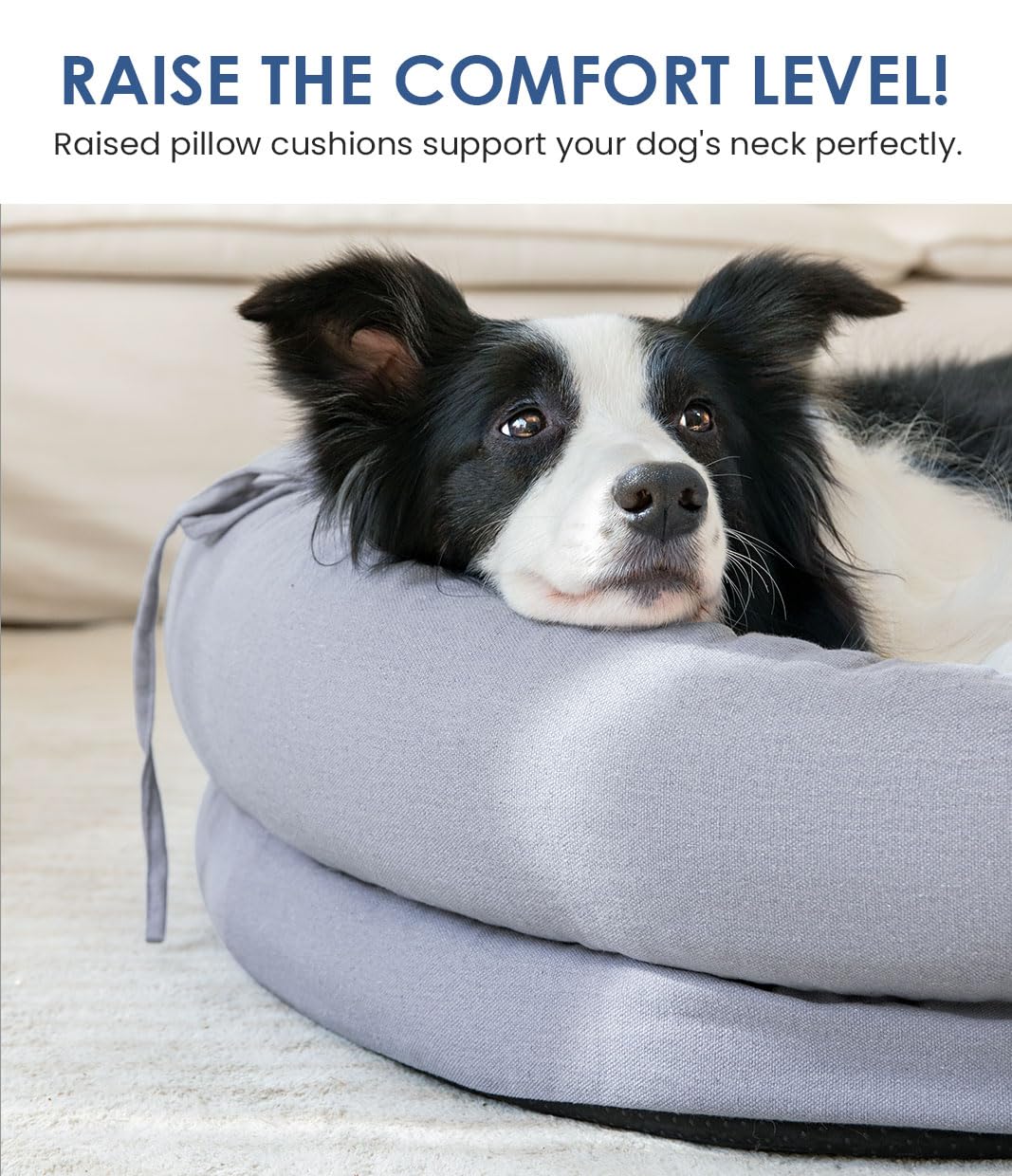 bilypaws Orthopedic Dog Bed for Large Dogs, Pet Sofa Bed with Egg Crate Foam, 4-Sided Bolster, Removable Washable Cover & Anti-Slip Bottom, Large Light Gray