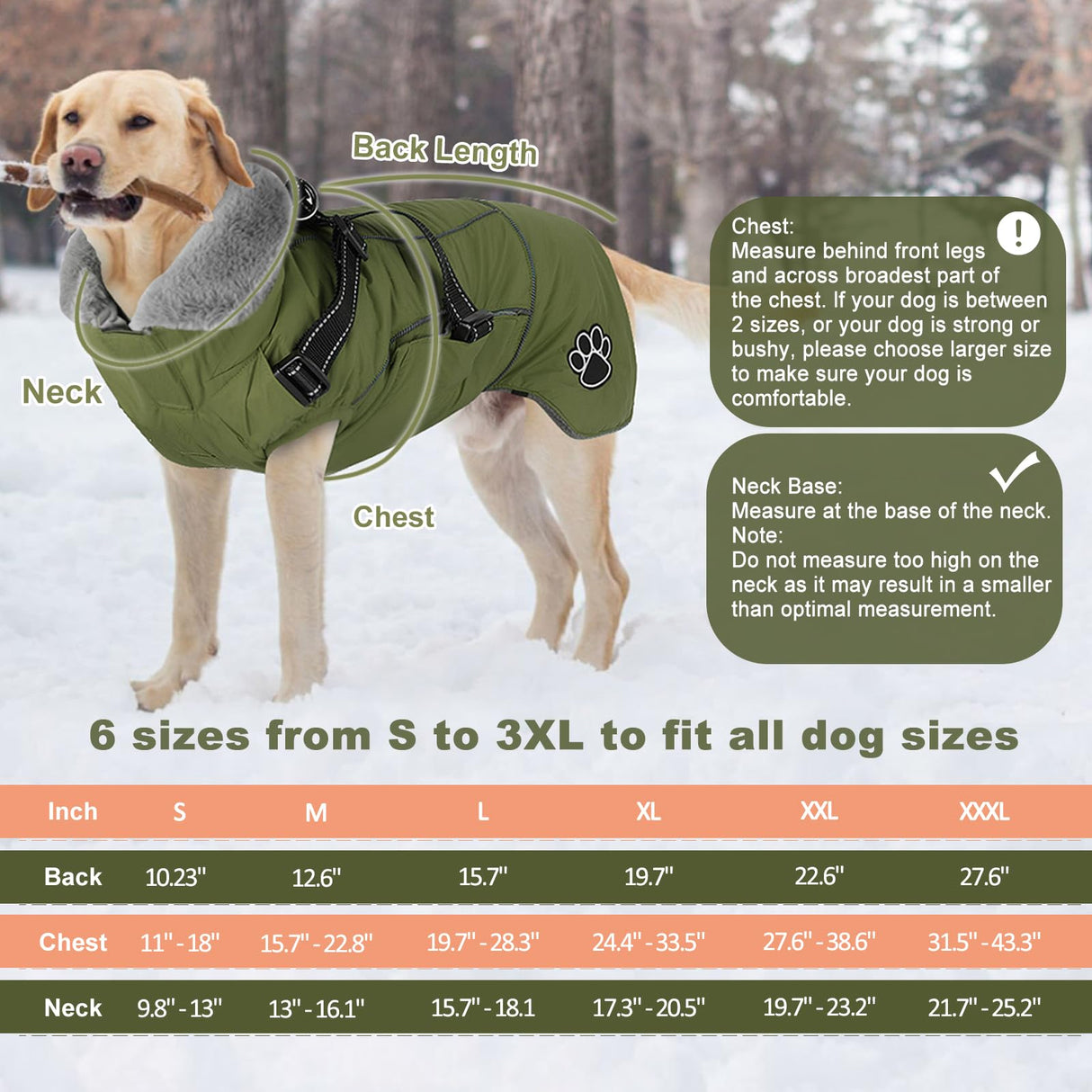 Doglay Dog Coat with Harness, Reflective Warm Dog Jacket Waterproof Puppy Winter Coat for Cold Weather, Adjustable Fleece Jacket for Small Medium Large Dogs
