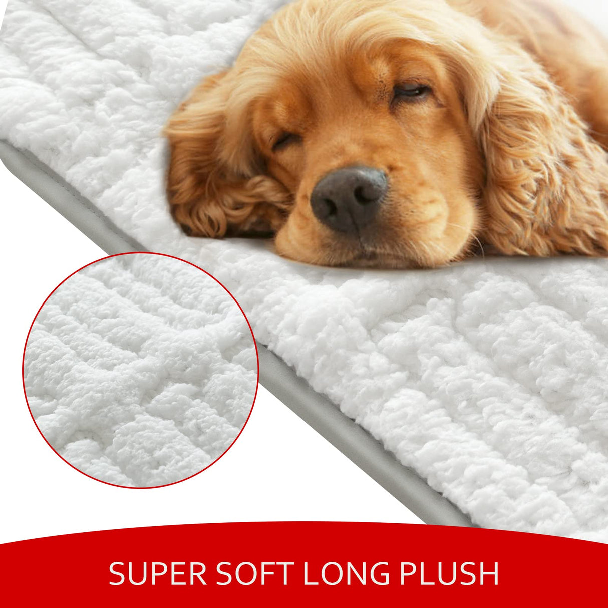 Moonsea Soft Plush Dog Bed Crate Mat, 48" X 30", Anti-Slip Bottom, Machine Washable, 3 Layers of Material for Ultimate Comfort
