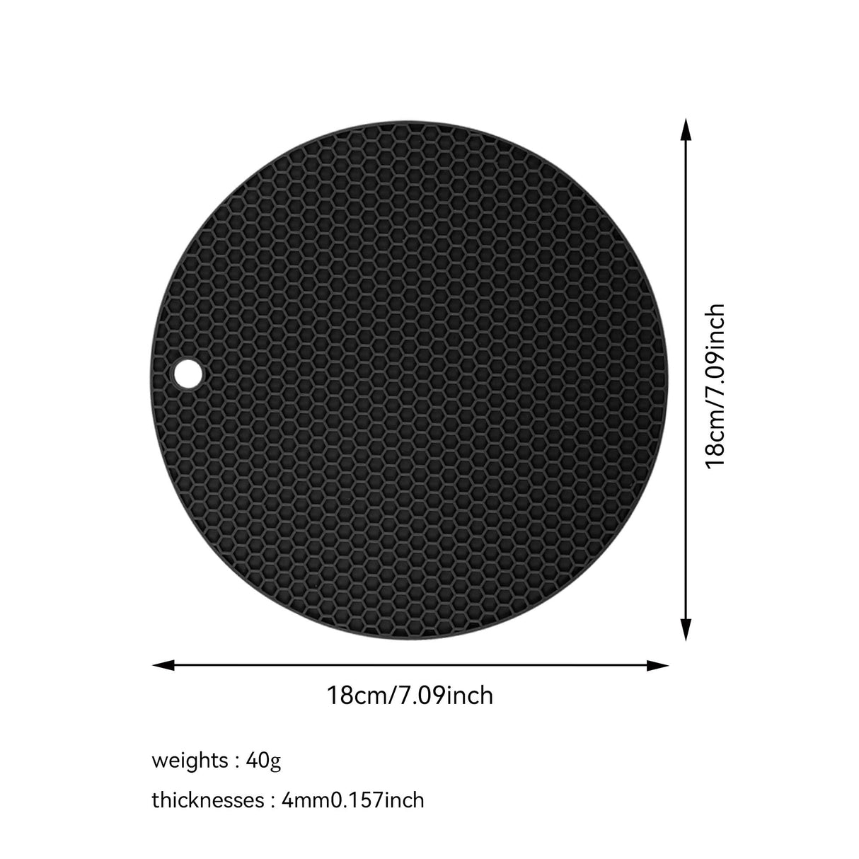 Silicone Trivet Mats,Heat Resistant Pot Holders, Multipurpose Non-Slip Hot Pads for Kitchen Potholders, Hot Dishers, Jar Opener, Spoon Holder, Food Grade Silicone(Black Size Round 7''x7'')