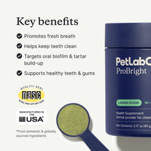 Load image into Gallery viewer, PetLab Co. ProBright Dental Powder - Dog Breath Freshener - Teeth Cleaning Made Easy – Targets Tartar & Bad Breath - Formulated for Large Dogs - Packaging May Vary