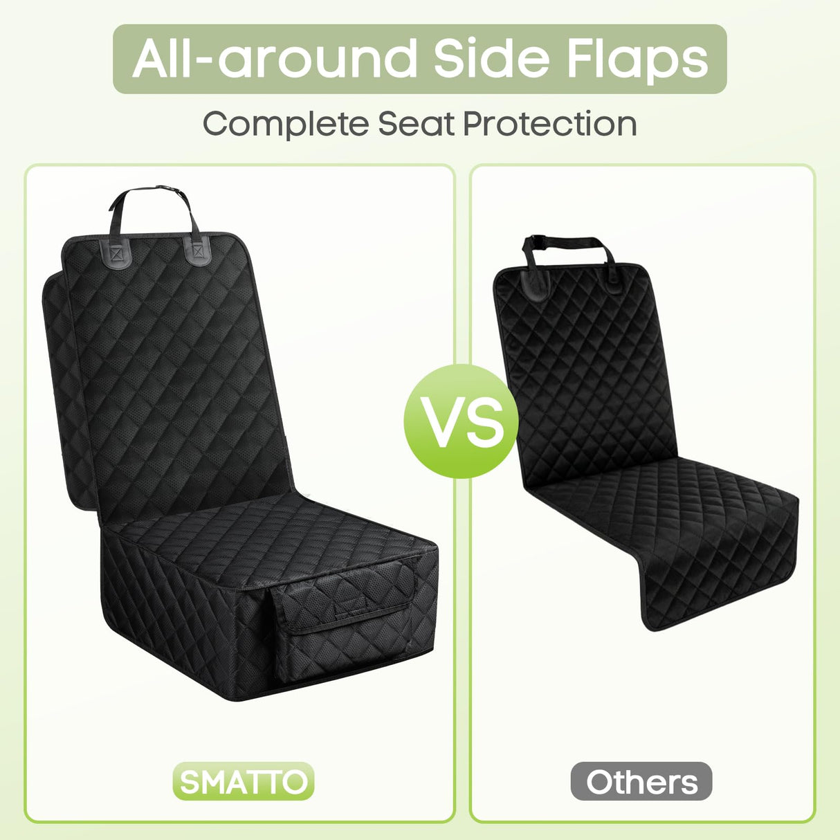 Smatto Dog Car Seat Cover, 2 Pack Waterproof Pet Front Seat Car Cover, Full Protection Dog Seat Protector with Side Flaps, Universal Size for Cars, Trucks, SUVs