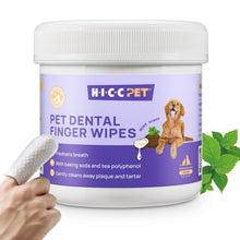 Load image into Gallery viewer, HICC Pet Teeth Cleaning Wipes for Dogs & Cats, Vet-Recommended Remove Bad Breath, Plaque, Tartar Buildup Dog Finger Toothbrush Wipes, Dog Tooth Brushing Kit, Pet Toothpaste & Toothbrush Alternatives
