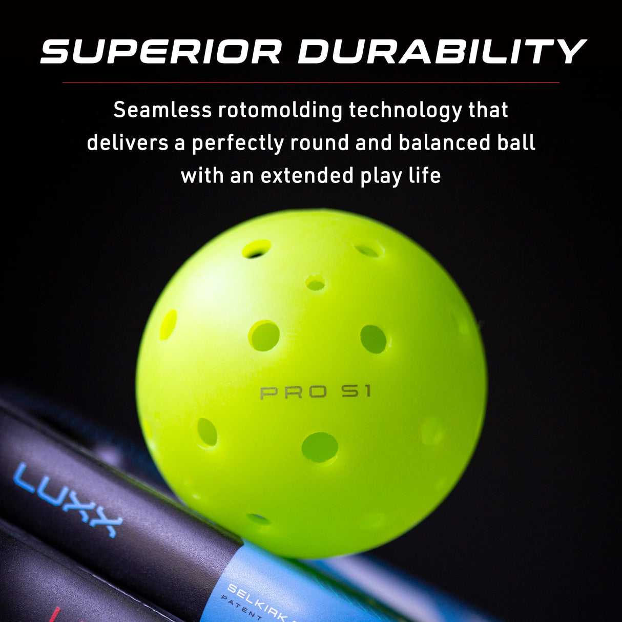 Selkirk Sport Pro S1 Ball | Crack-Resistant | 38 Hole Outdoor Pickleball Balls | USAPA Approved Pickle Ball for Tournament Play | Advanced Aerodynamics | 4 Pack Pickleballs