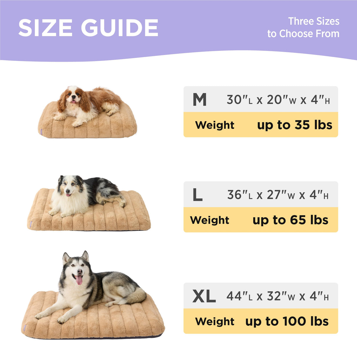 LE SURE Cute Orthopedic Dog Bed for Extra Large Dogs, XL Waterproof Chic Flat Pet Beds with Removable Washable Cover, Fuzzy Thick Egg Crate Foam Pet Mat for Indoor Use (44" x 32", Beige)
