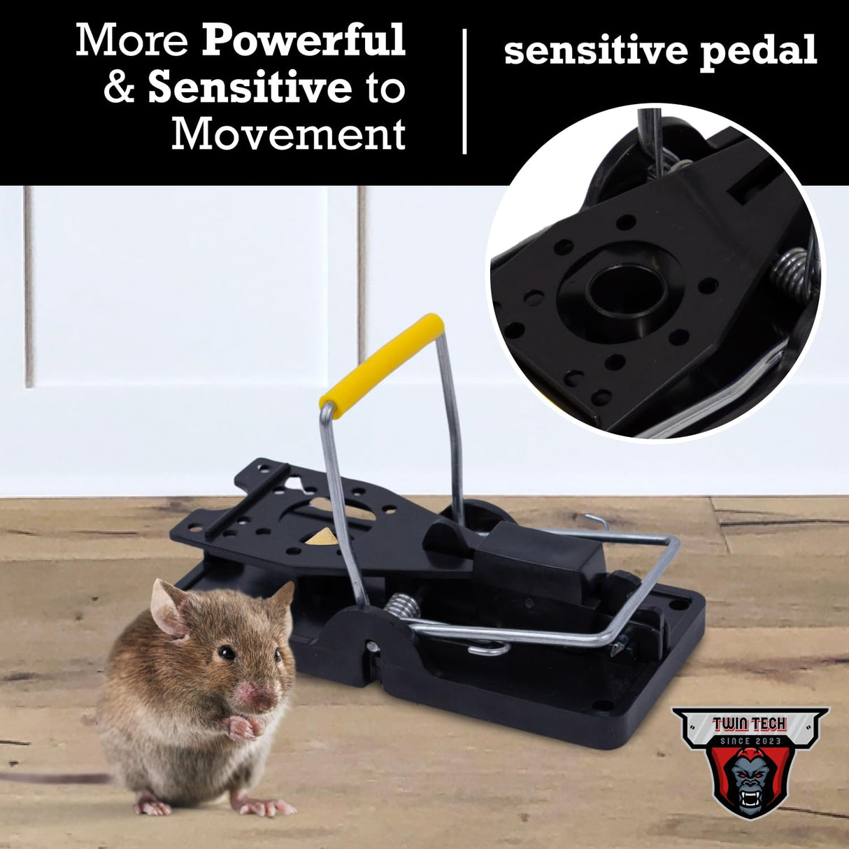 TwinTech Stainless Steel Mechanical Mouse Traps for Indoor and Outdoor Rodent Control | Reusable Rat Traps with Stainless Steel Snap Trap | Safe Mouse Snap Traps with Finger Protection | 6-Pack