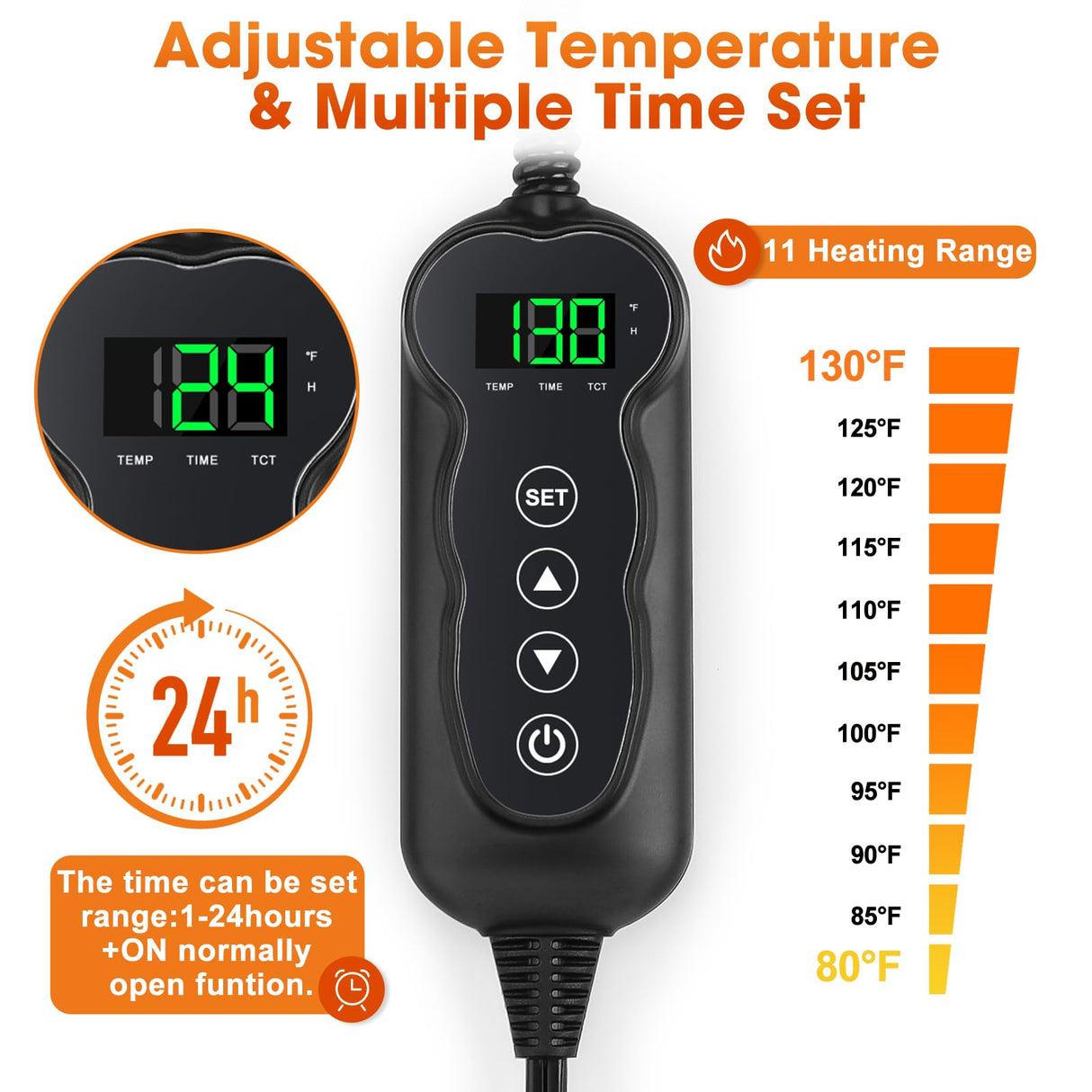 GASUR Heated Cat Bed, Waterproof Cat Heating Pad Indoor w/Timer, Temp Adjustable Pet Heating Pads for Cats Dogs, Auto Power-Off, Cats Warming Bed w/Remove Washable Cover, Anti-Chew,35''x24'', Large