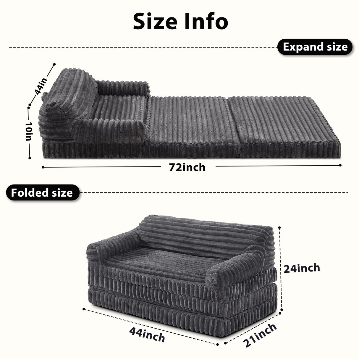 INVENHO Foldable Human Dog Bed, Orthopedic Egg-Crate Memory Foam Human Sized Dog Bed for Adult with Washable Removable Cover & Nonskid Bottom