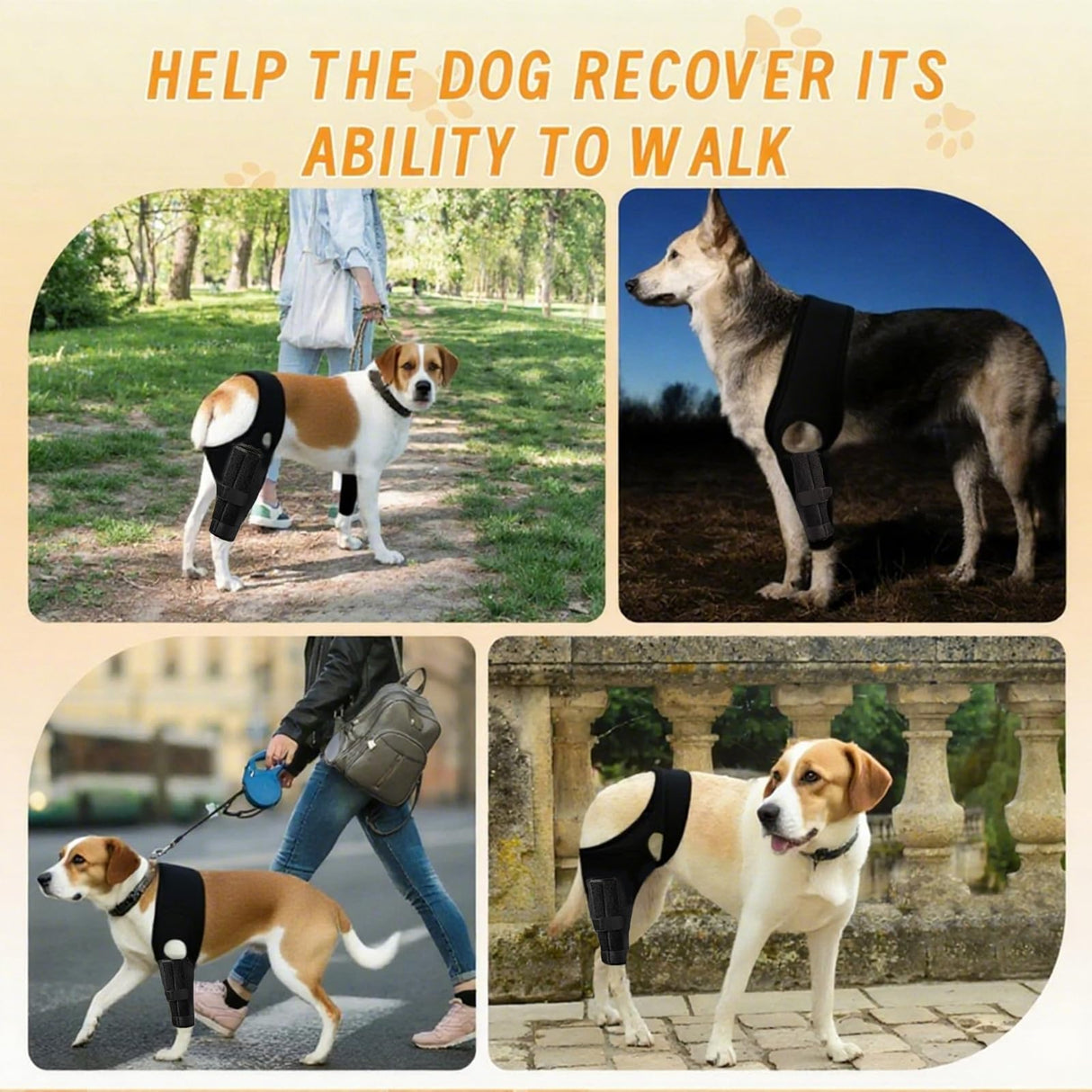 YEHALEANS Dog Knee Brace for Torn Acl Hind Leg, Adjustable Dog Knee Brace, Helps Relieve Anterior Cruciate Ligament Tears Dog Leg Brace, Keeps Joints Stable, Relieves Pain, L