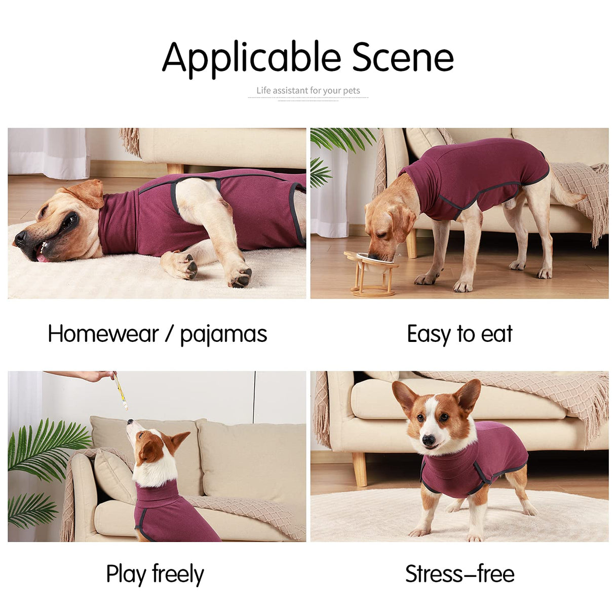Dog Sweater Pullover Cold Weather Vest for Dogs Dog Sweatshirt & Jacket for Indoor and Outdoor Use (Large, Wine red)
