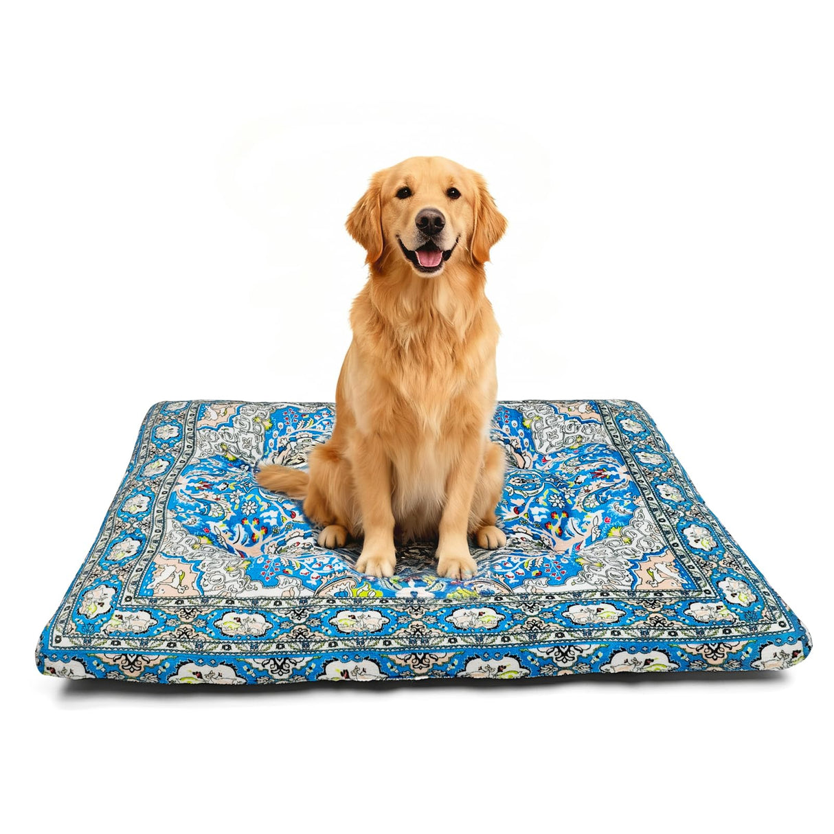 CZOXiViYC Washable Dog Crate Bed, Ultra Soft & Anti-Slip Crate Pad, Cozy Kennel Mat for Large/Medium/Small Dogs, Plush & Bohemian Dog Bed Mat(Blue, 23.0" L x 17.0" W x 2.3" H)