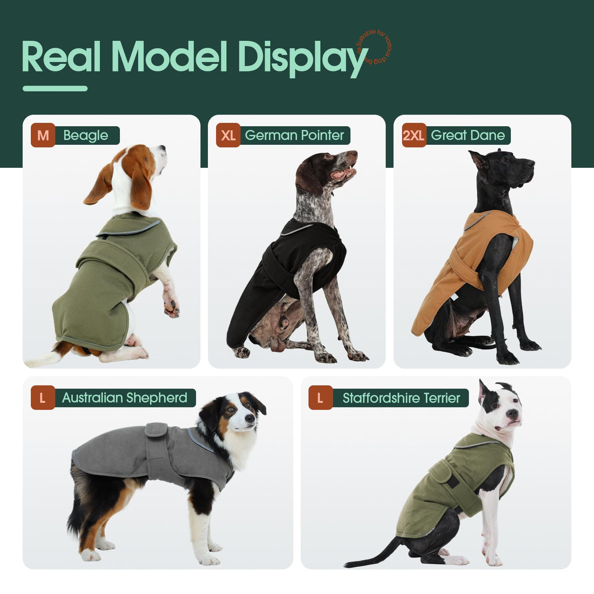 Kuoser Canvas Dog Coat, Warm Dog Jacket Reflective Fleece Pet Cold Weather Coat, Warm Doggie Clothes Waterproof Winter Vest with Zipper Leash Hole for Small Medium Large Dogs, Grey 3XL