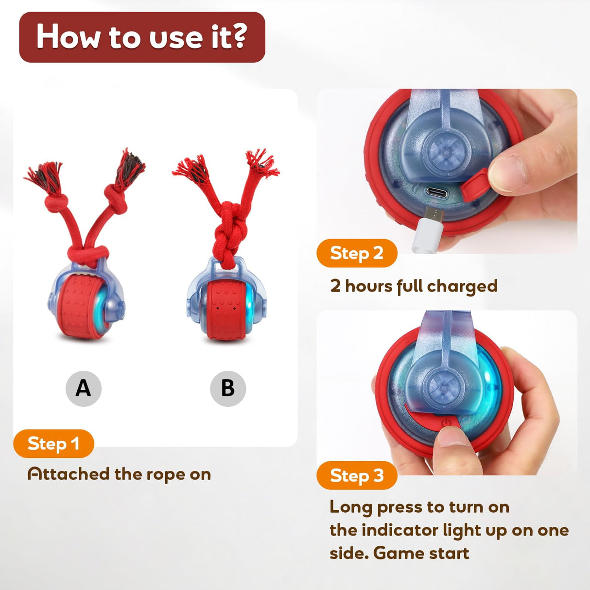 BENTOPAL Dog Toys Interactive Dogs Ball with Super High-Speed Rechargeable Dog Toy Ball for Puppies