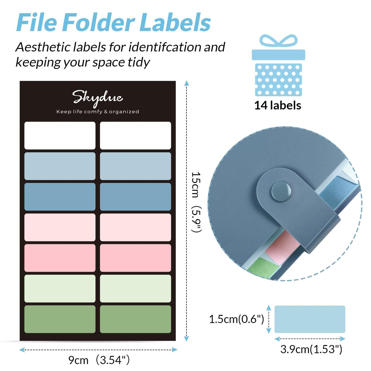 SKYDUE Expanding File Organizer with 8 Pockets, Accordion File Folders with Labels, Portable Document Paper Bill Receipt Organizer, Home College School Office Supplies, Letter Size, Blue