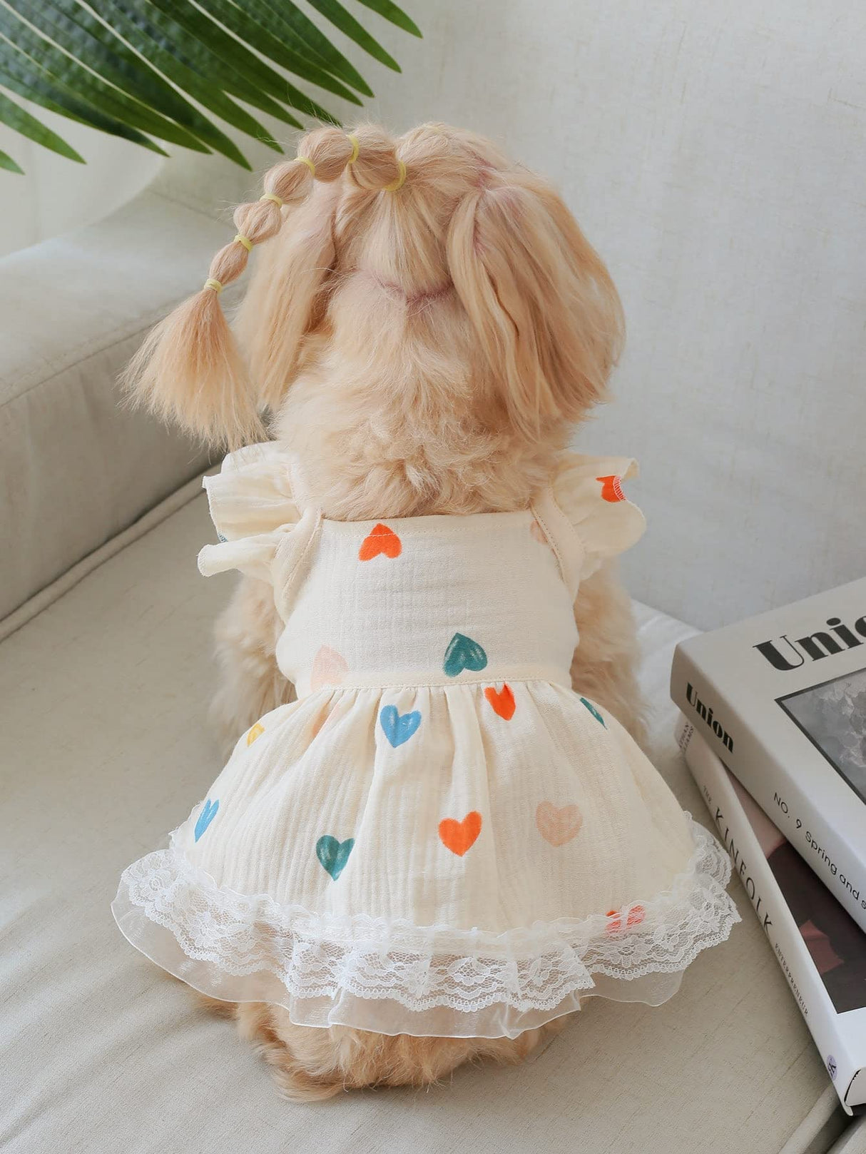 QWINEE 2pc Cute Dog Dress Ruffle Trim Princess Dress Cat Vest Dress Lace Trim Summer Dress Pet Clothes for Small Medium Cats Dogs Kitten Puppy Multi L