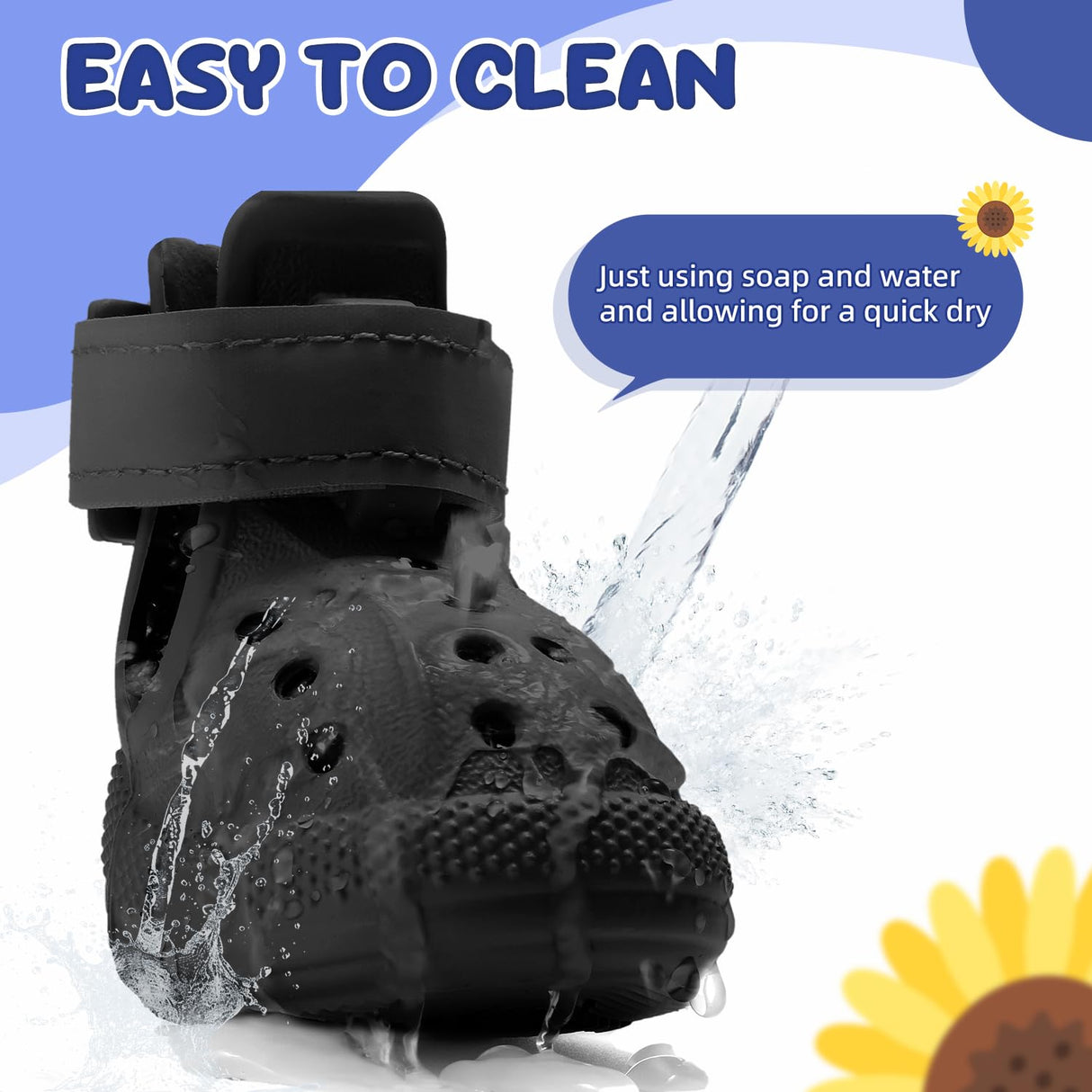 Lukovee Dog Shoes for Hot Pavement - Breathable Non Slip Dog Sandals with Reflective Stripes, Easy ON & Off, Easy-Clean Summer Outdoor Pet Boots for Small Medium Large Dogs (Black, Size 10)