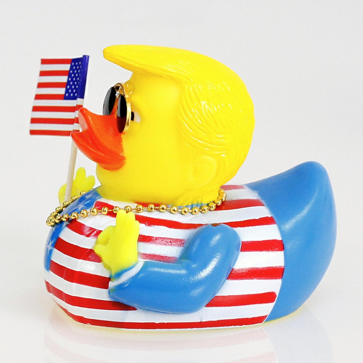TAOHUAJIANG Rubber Ducks Trump Car Duck Dashboard Decoration Squeak Ducks Toys Car Ornaments Car Décor Accessories with Sunglasses,Gold-Plated Necklace and Flagship (Style G)