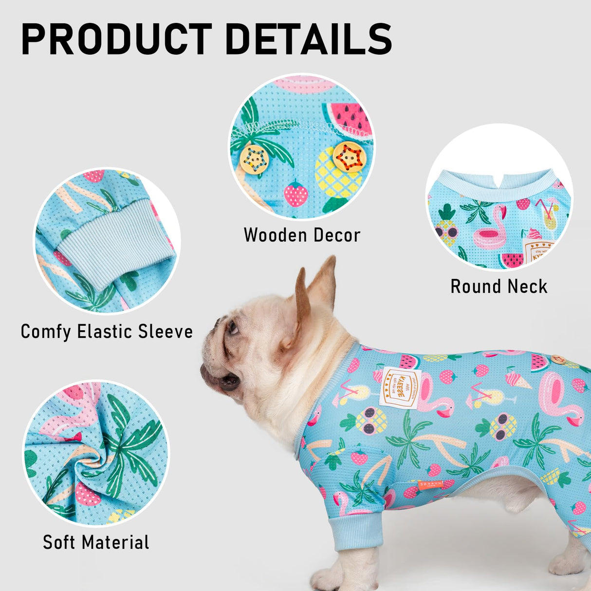 KYEESE Dog Pajamas, Lightweight Dog Pajamas for Small Medium Dogs, Breathable Mesh Dogs PJS Soft Onesie Clothes, Comfy Summer Sun Protection Jammies Pet Sleepwear, Pet Jumpsuit Outfit, Flamingo, XL