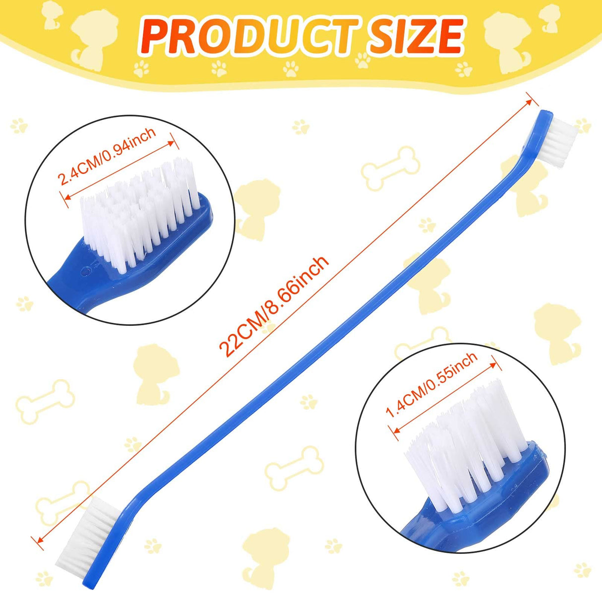 Eaasty 300 Pcs Dog Toothbrush Bulk Dual Headed Dental Brushes Puppy Tooth Brushing Kit Long Handle Toothbrush for Large Small Dogs Cats Puppy Teeth Cleaning Oral Dental Care Supplies 10 Colors