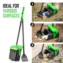 Load image into Gallery viewer, FUSBUNTY Pooper Scooper Swivel Bin & Rake with 100 Waste Bags, Dog Pooper Scooper with Bag Attachment for Large Medium Small Dogs, Poop Scooper with Lid for Lawn Yard Dog Kennel
