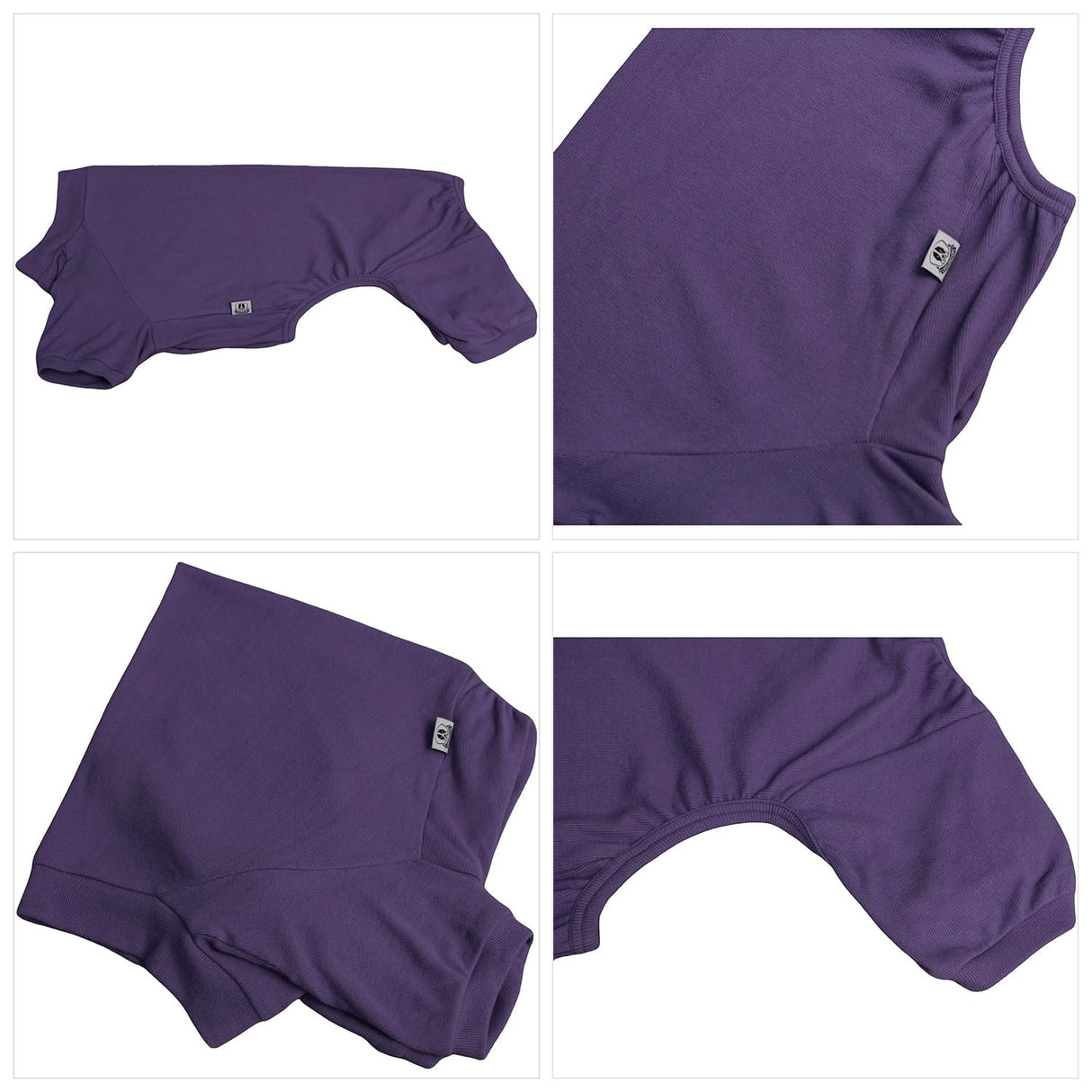 Lovelonglong Ribbed Dog Pajamas Cotton Knitted Dog Jumpsuits 4 Legged All Season Warm Pet Bodysuits for Large Medium Small Dogs Purple 3XL