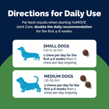 Load image into Gallery viewer, YuMOVE Hip & Joint Supplement for Dogs - With Glucosamine Chondroiton, Green Lipped Mussel , Hyaluronic Acid, and Omega 3 Joint Supplement for Stiffness and Mobility - 60 Chews (Small/Medium Dogs)