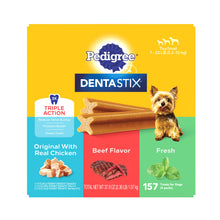 Load image into Gallery viewer, Pedigree Dentastix Small and Toy Breed Dog Treats, Original, Beef & Fresh Flavor, 2.36 lb. Variety Pack (157 Treats)