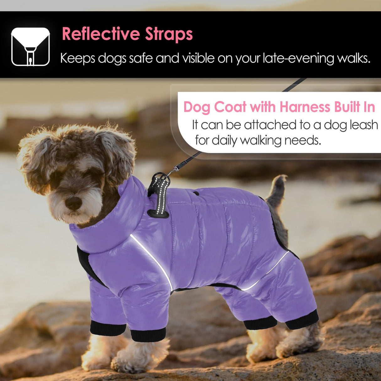 AOFITEE Dog Coat, Waterproof Dog Jacket for Winter, Warm Fullbody Dogs Snowsuit, Winter Coat for Small Dogs, Zip Up Pet Puffer Jacket Fleece Vest, Outdoor Reflective Cold Weather Pet Coats, Medium