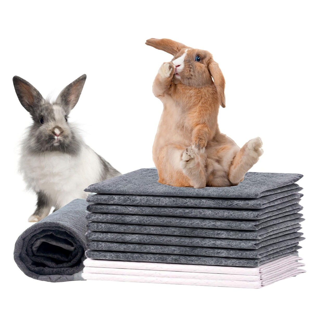 kathson 100 Piece Rabbit Pee Pads,Disposable Pet Pees Pad,Cage Black Carbon Liner,Super Absorbent Leak Proof Cushion Reduce Odor Bunny Training Accessories for Puppy Kitten Hamsters Hedgehog(S)
