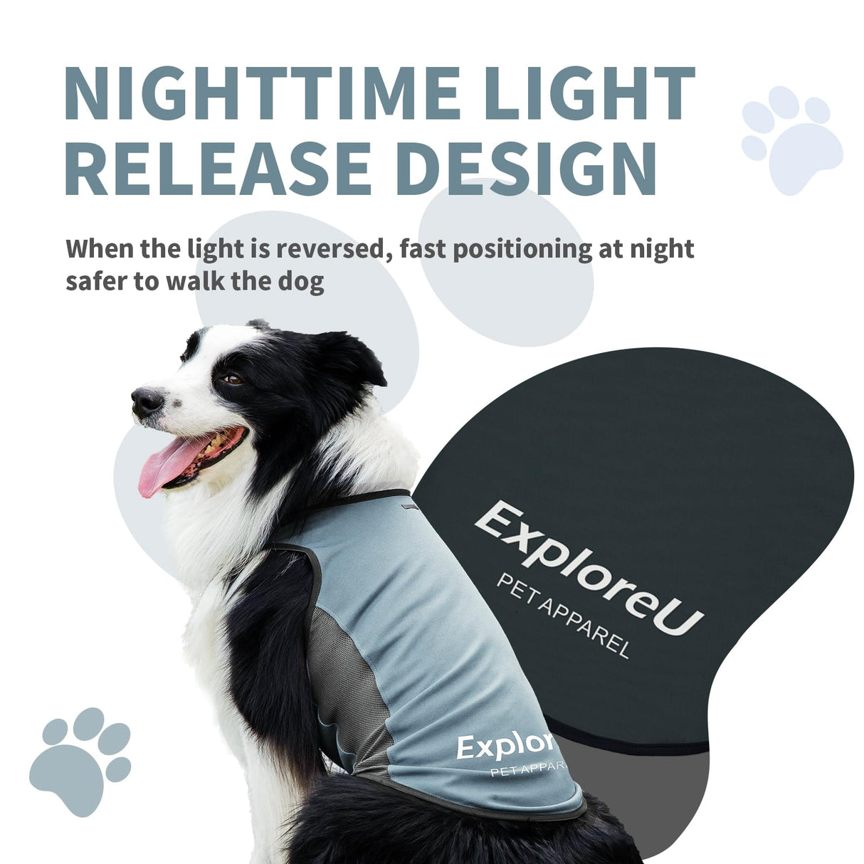 ExploreU Dog Shirt, Cooling Vest Lightweight Breathable, Dog T-Shirts All-Season Sun Protection Quick Dry Soft Stretchy Reflective Tank Top - Small Medium Large Dogs (Misty Glade+Water Drop, Medium)