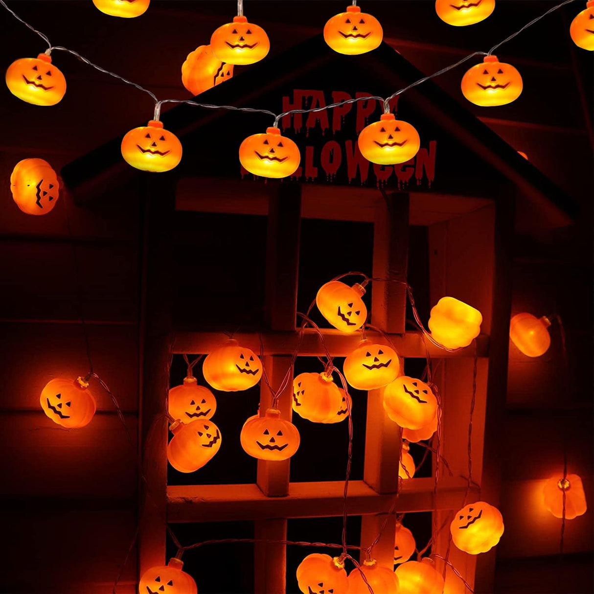KEPABIGLE Halloween Decorations Big Pumpkin String Lights 10ft Battery Operated String Light with 20pcs Pumpkin Lights for Halloween Party Bedroom Decor
