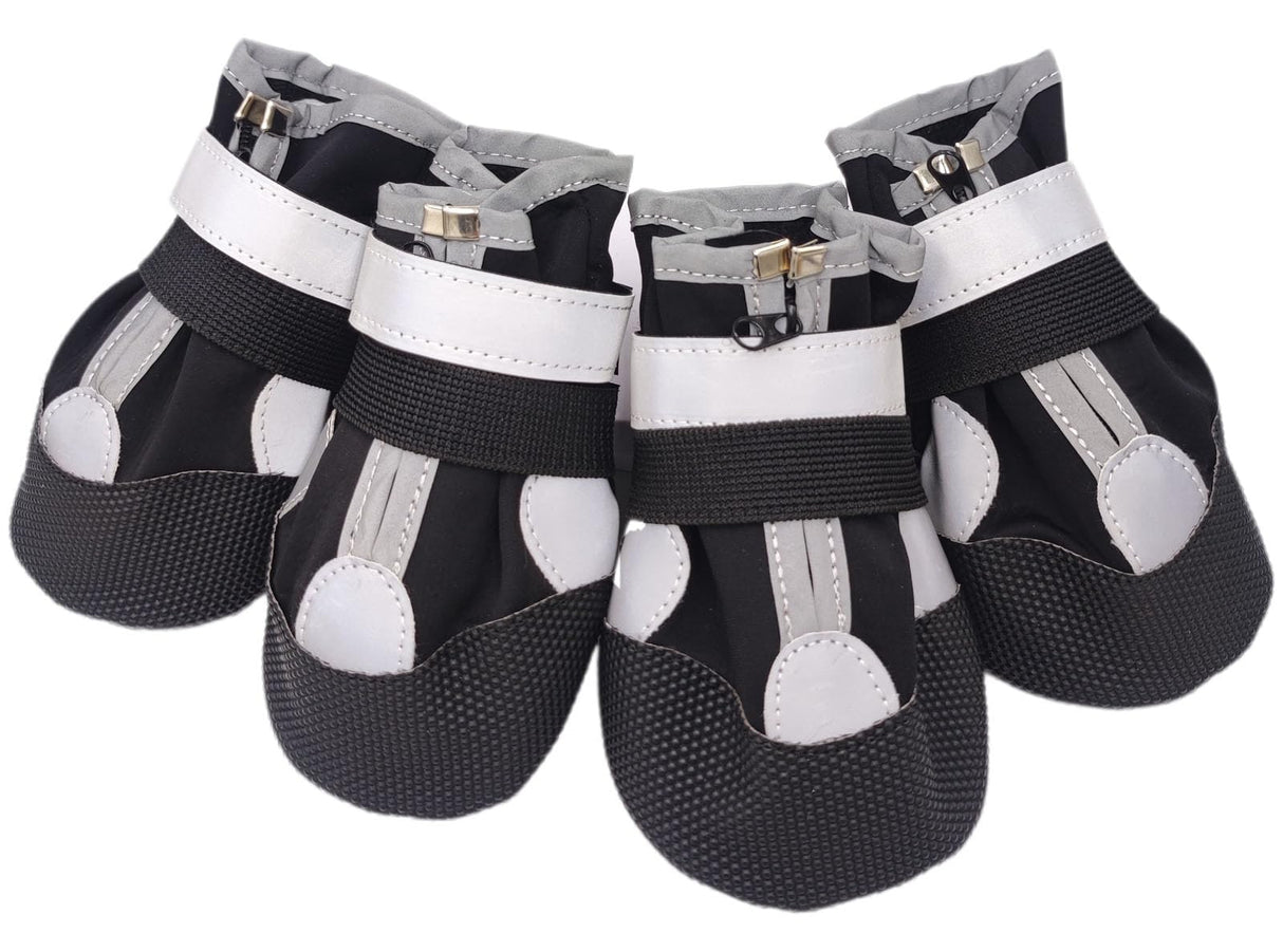 LINXDB (4 Pack) Dog Shoes for Large Dogs, Medium Dog Boots & Paw Protectors for Winter Snowy Day, Summer Hot Pavement, Outdoor Walking, Indoor Hardfloors Anti Slip Sole (Black, S: 1.96"x2.16"(W*L))