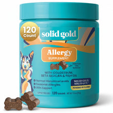Load image into Gallery viewer, Solid Gold Dog Allergy Relief Chews - Dog Itching Skin Relief & Seasonal Allergies Support - Alaskan Salmon Oil for Dogs Skin, Coat & Immune Support - Bacon Flavor Soft Allergy Chews for Dogs -120ct