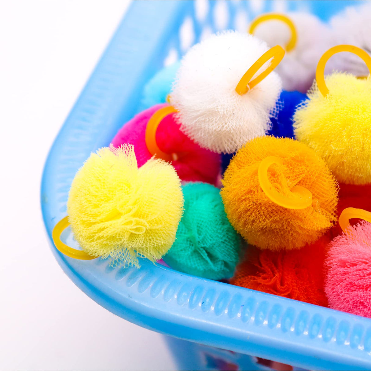 Mruq pet 100pcs Small Pet Dog Hair Bows, Bulk Cute Dog Hair Round Puff Ball Pom Pom Bows with Rubber Bands, Mix Handmade Yorkie Dog Grooming Bows for Dog Hair Accessories