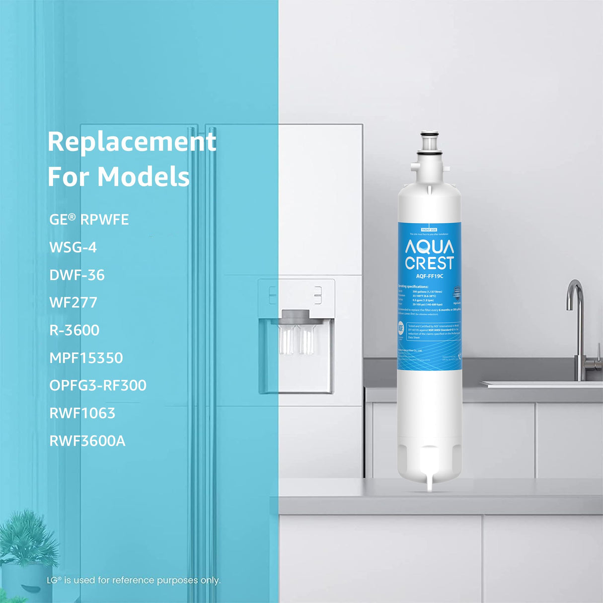 AQUA CREST Replacement for GE® RPWFE, RPWF (with CHIP) Refrigerator Water Filter, Compatible with GYE22HMKES, GYS22GMNES, GYE22HBLTS, DFE28JSKSS, GFE28HMHES, GNE29GYNFS, GFE28GYNFS, GFD28GYNFS