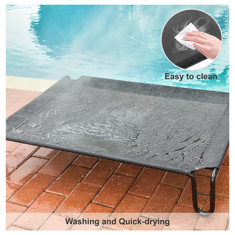 pettycare Outdoor Elevated Dog Bed Cot, Raised Dog Cots Beds, No Screws, Stable Frame & Durable Supportive Teslin Recyclable Mesh, Breathable, Indoor and Outside Pet Beds, Fits up to 40 lbs