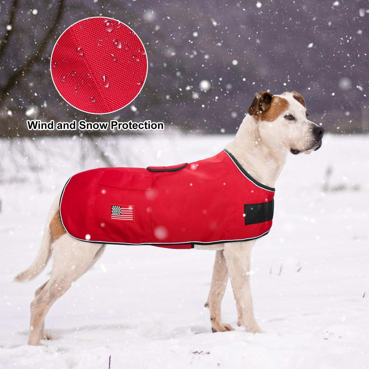 BEAUTYZOO Dog Winter Coat for Large Dogs Waterproof, Warm Reflective Great Dane Oxford Canvas Jacket, Fleece Dog Cold Weather Coats Windproof for Female Male Dogs, Red L