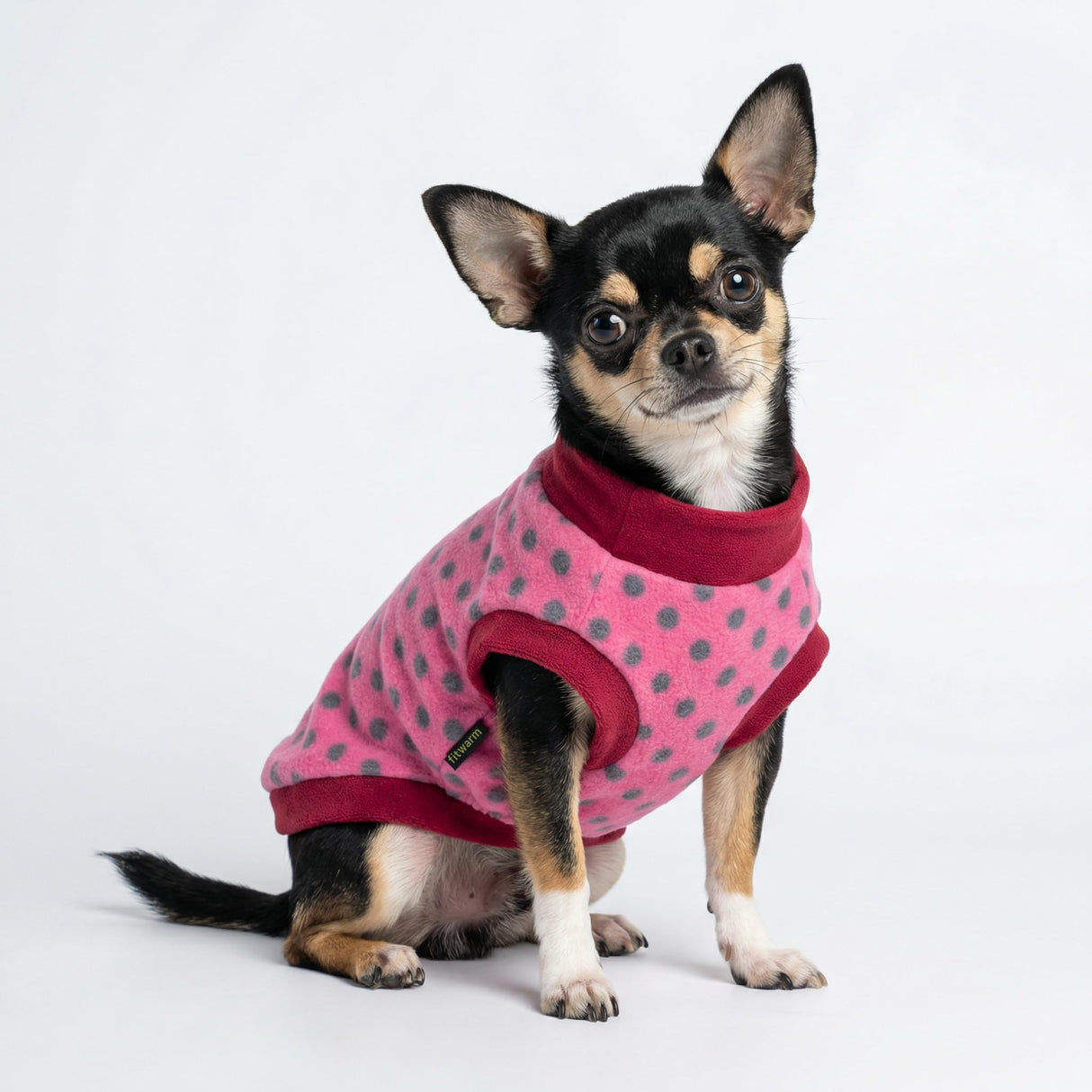 Fitwarm Fleece Polka Dot Dog Sweater, Thermal Dog Winter Clothes for Small Dogs Girl Boy, Doggy Pullover Jumper, Pet Outfit, Burgundy Red, Pink, Grey, XL