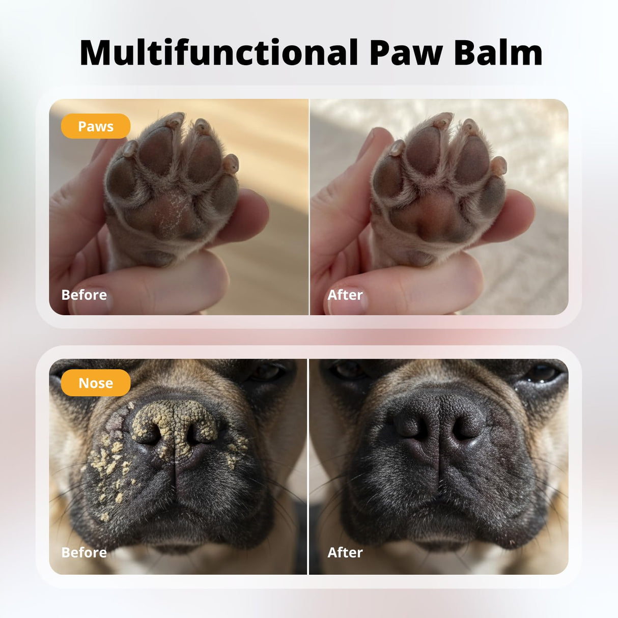 Heusom Silent Groom Pro Organic Pet Paw & Nose Balm | Natural Moisturizer for Dogs & Cats - Paws, Pads, Nose & Elbow | Lick Safe Cream with Coconut Oil & Beeswax | Anti-Dry Skin Relief & Protector