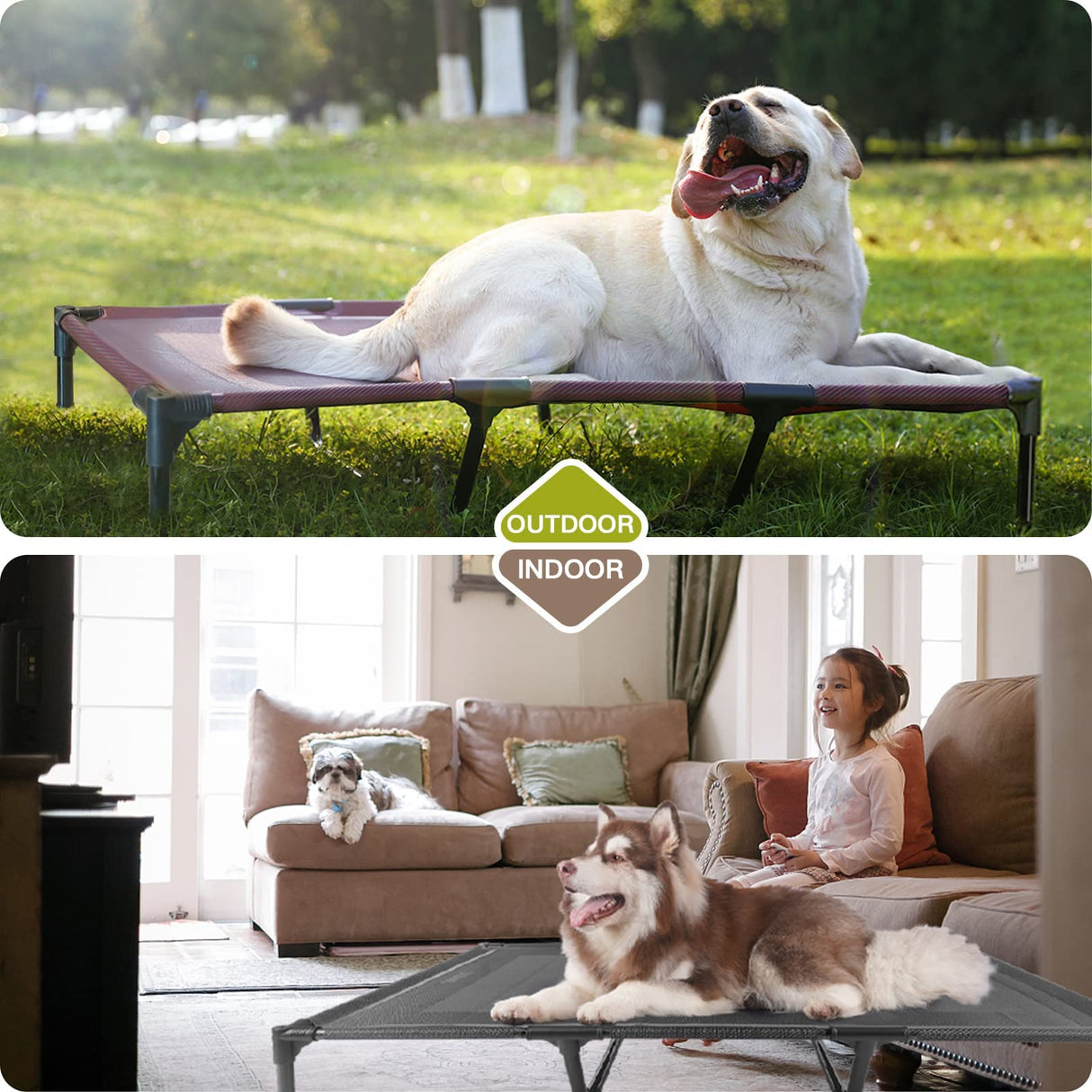 SUDDUS Elevated Dog Bed Waterproof Outdoor, Portable Raised Dog Bed, Dog Bed Off the Floor, Dog Bed Easy Clean Indoor or Outdoor Use, Medium, Red