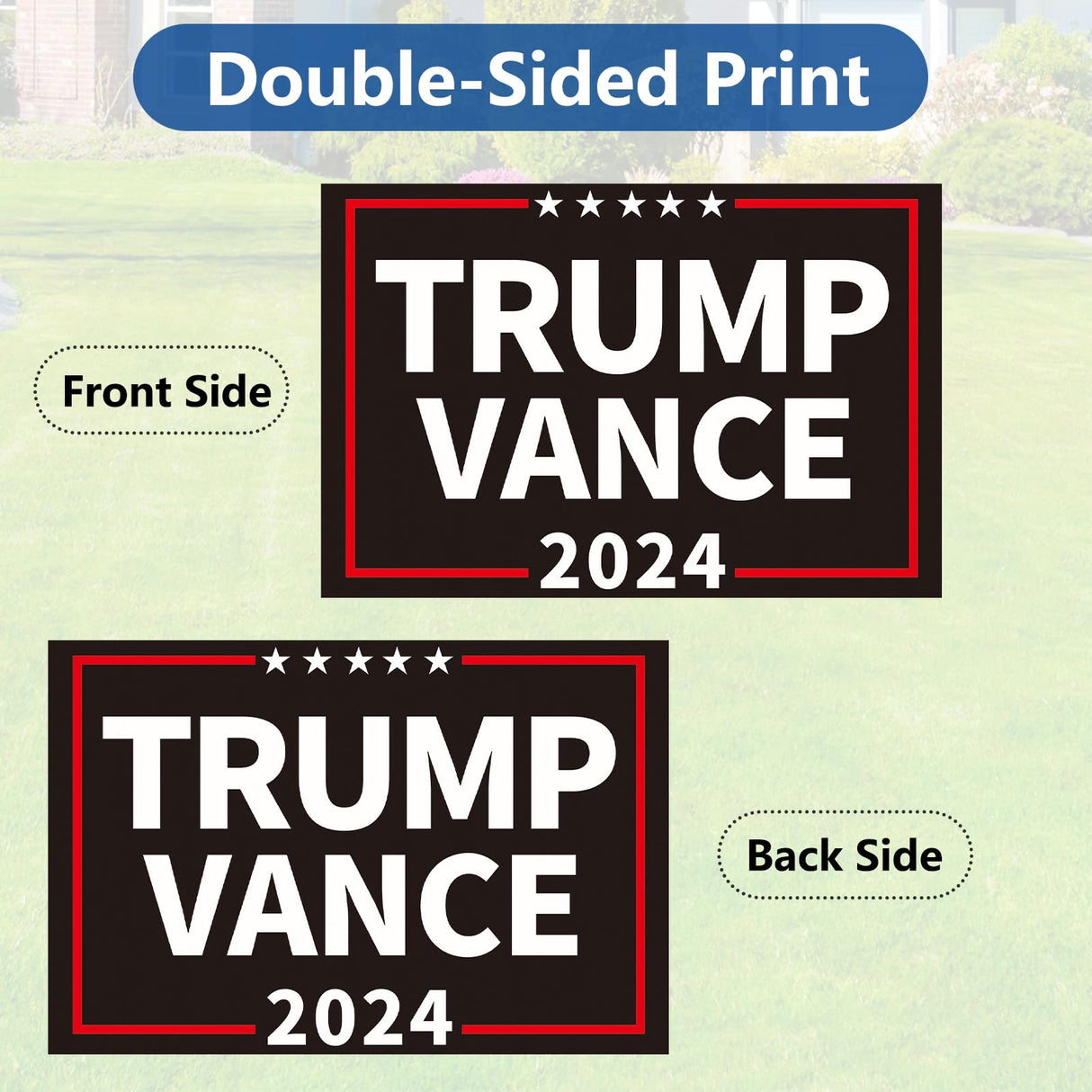 Probsin Trump Vance 2024 Yard Sign Double Sided 16" x 24" President Trump Vice President Vance MAGA Signs Voted for Trump Vance Outdoor Decorations for Lawn, Garden, Window, Party Supplies (Black)