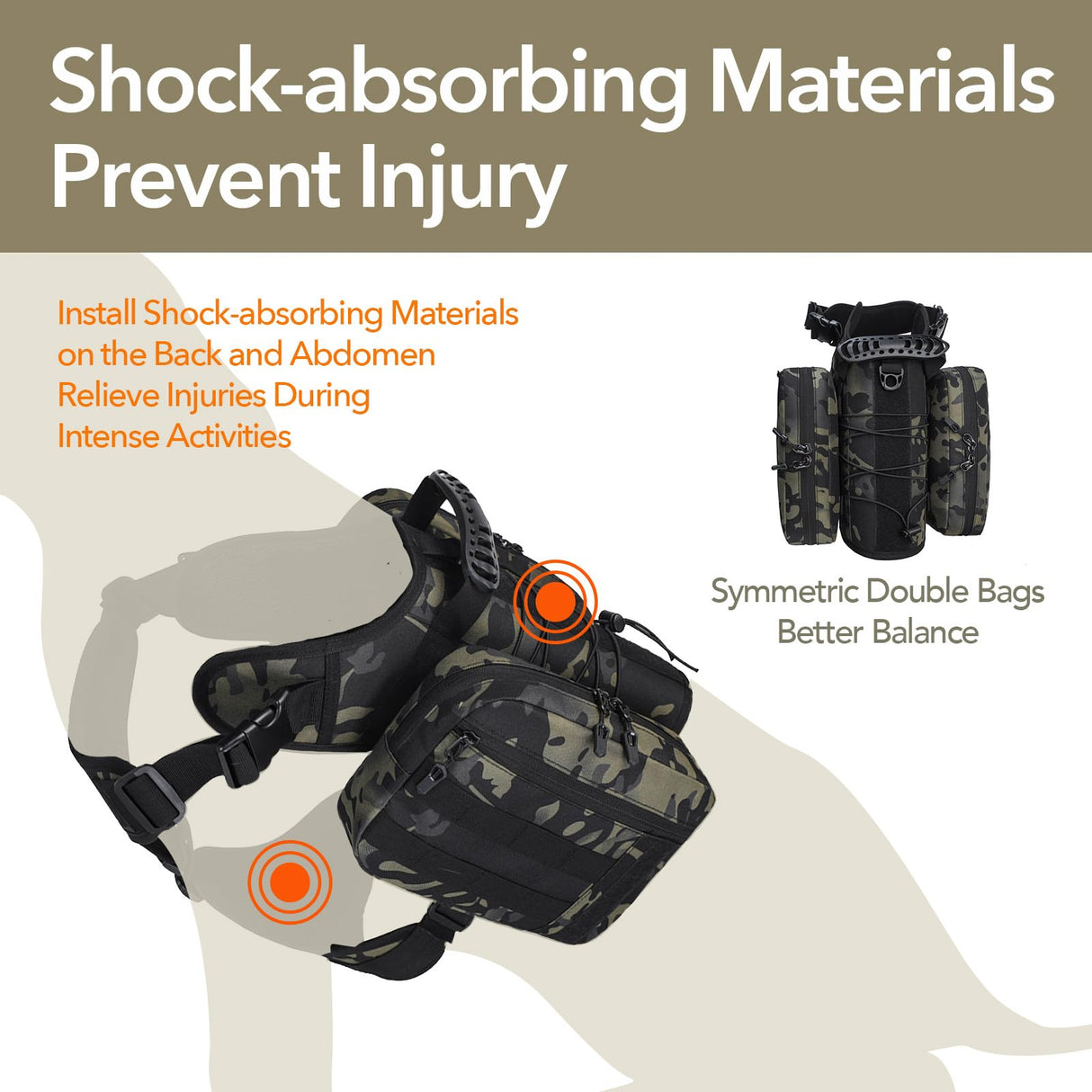 GooCare x Jumahe Dog Hiking Backpack for Large/Giant Dogs – 2 Spacious Side Bags, Breathable Waterproof Fabric, Fits Chest 30"-40" (85-120 lbs), 5 Adjustable Buckles, Outdoor Travel Vest, Black