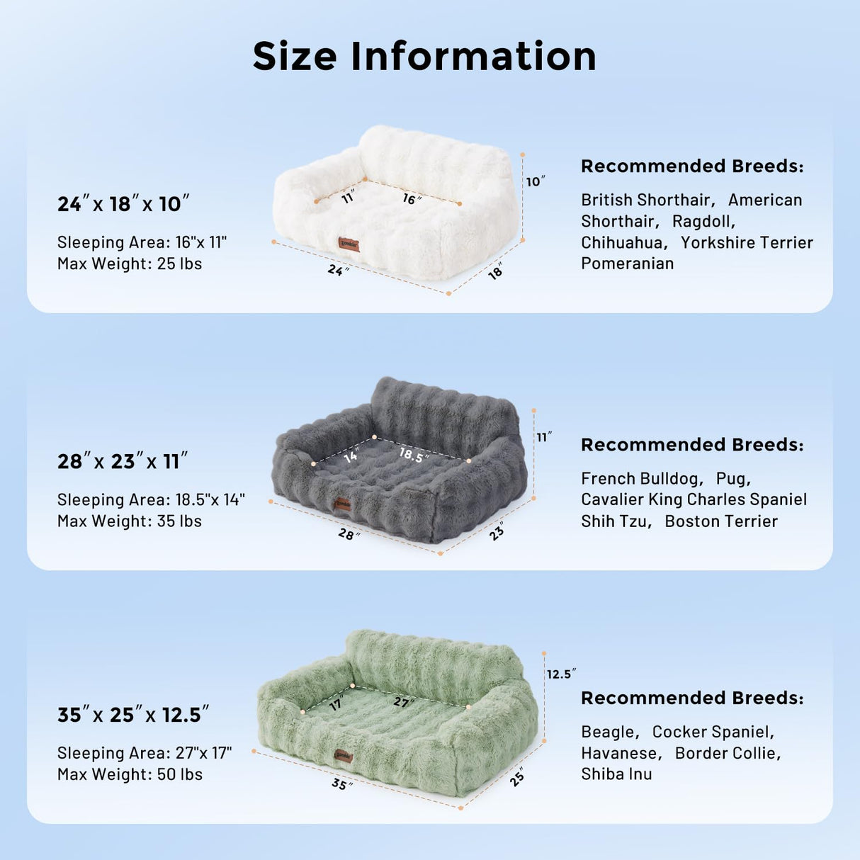 ZOMISIA Dog Couch Bed - Fluffy Dog Sofa, Large Orthopedic Pet Sofa Bed with Removable Washable Cover, Faux Fur Calming Cute Pet Couch with Supportive Egg Foam and Non-Slip Bottom, Ivory White