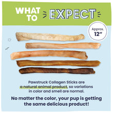 Load image into Gallery viewer, Pawstruck Natural Large 12" Beef Collagen Sticks for Dogs – Long-Lasting Rawhide Alternative, High Protein Treats with Chondroitin & Glucosamine – 5 Pack